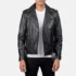 Alley Black Leather Biker Jacket – front view