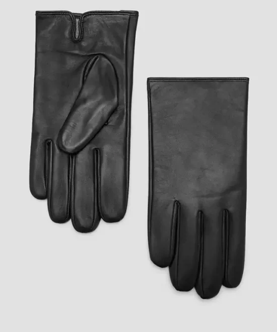 100% leather gloves ruffled detail front view