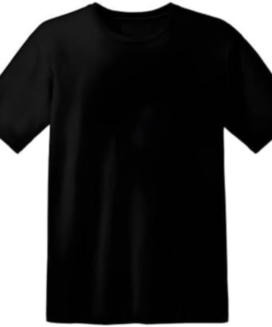 Plain black cotton crewneck T-shirt front view