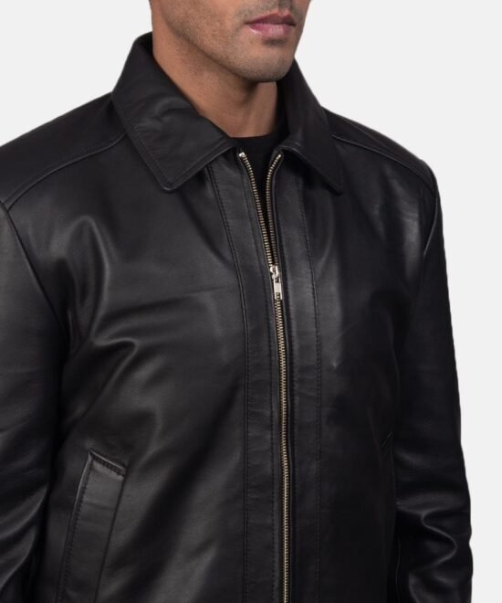 Men's Inferno Black Leather Jacket – back view