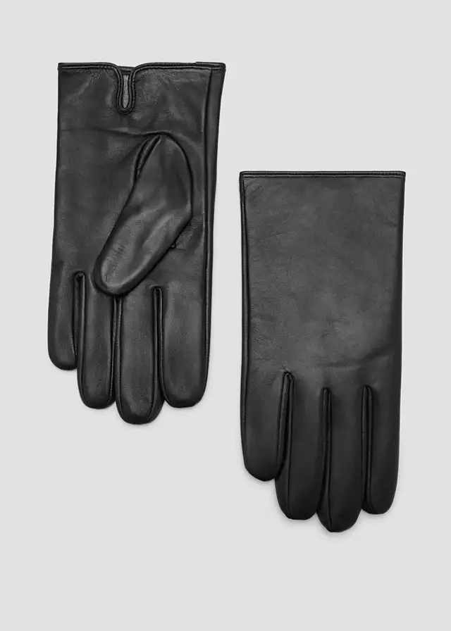 100% leather gloves ruffled detail front view