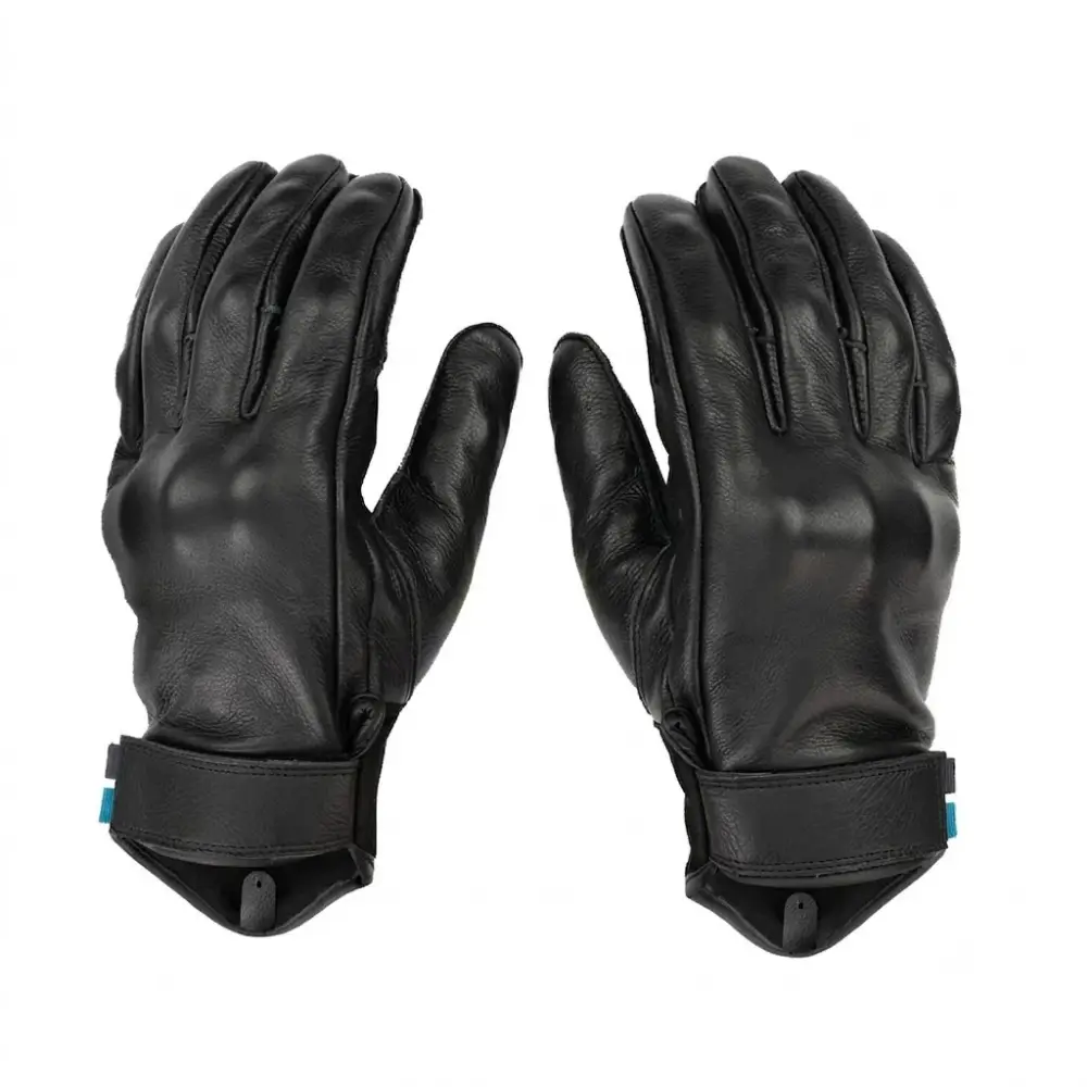 Black leather riding gloves palm view pair