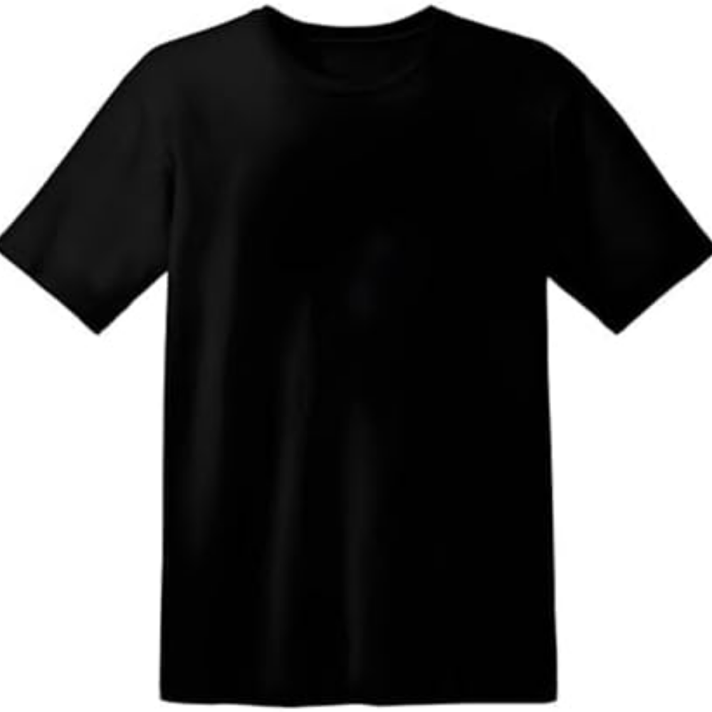 Plain black cotton crewneck T-shirt front view