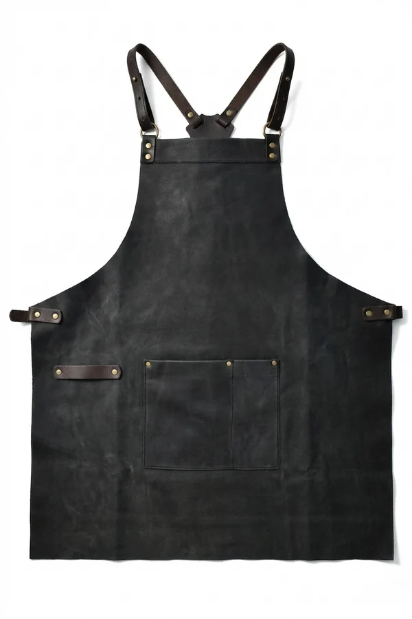Full-grain leather apron crossback design front view