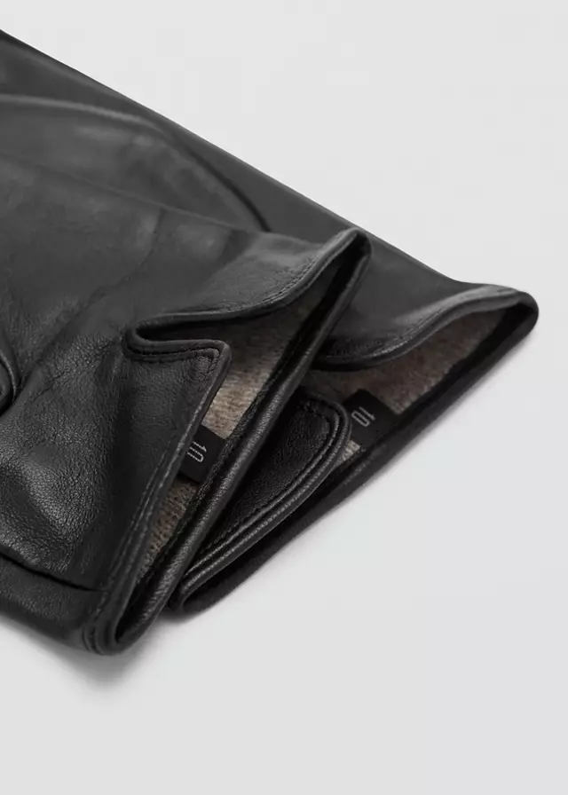 Leather gloves back of hand detail view