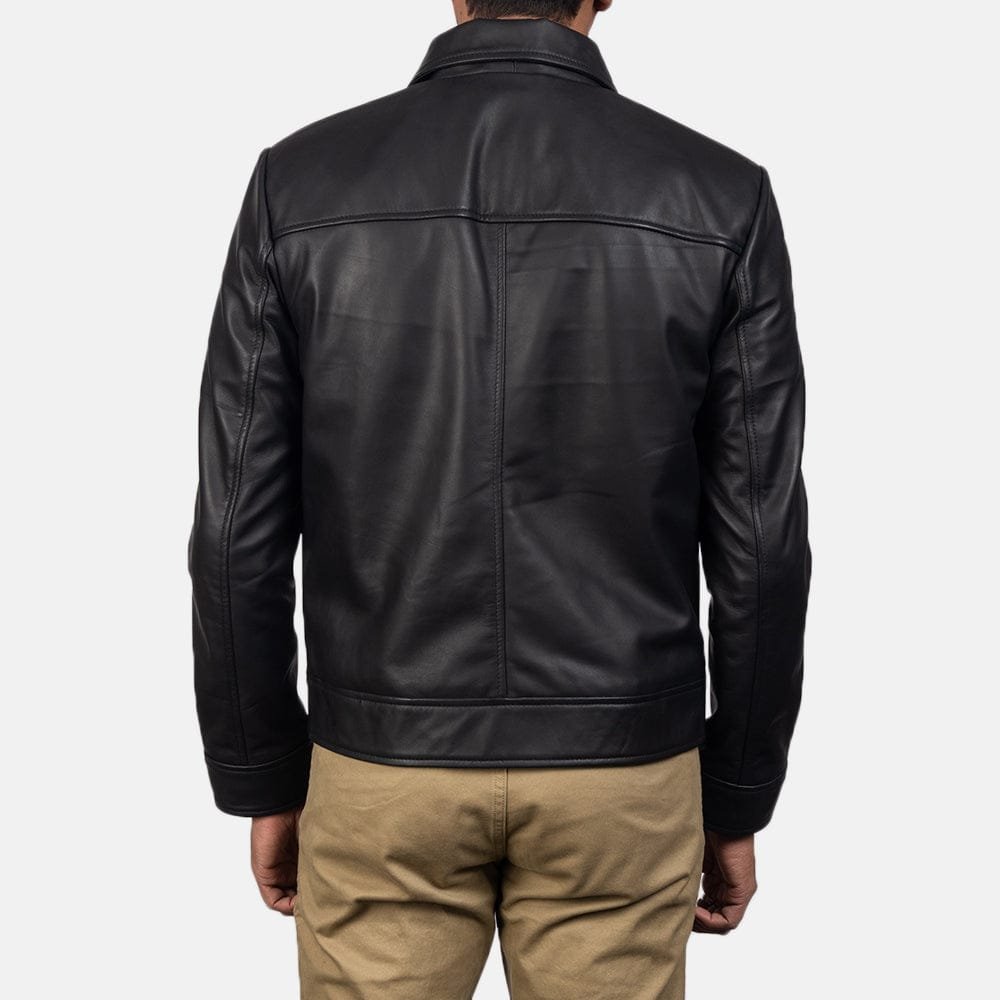 Men's Inferno Black Leather Jacket – back view