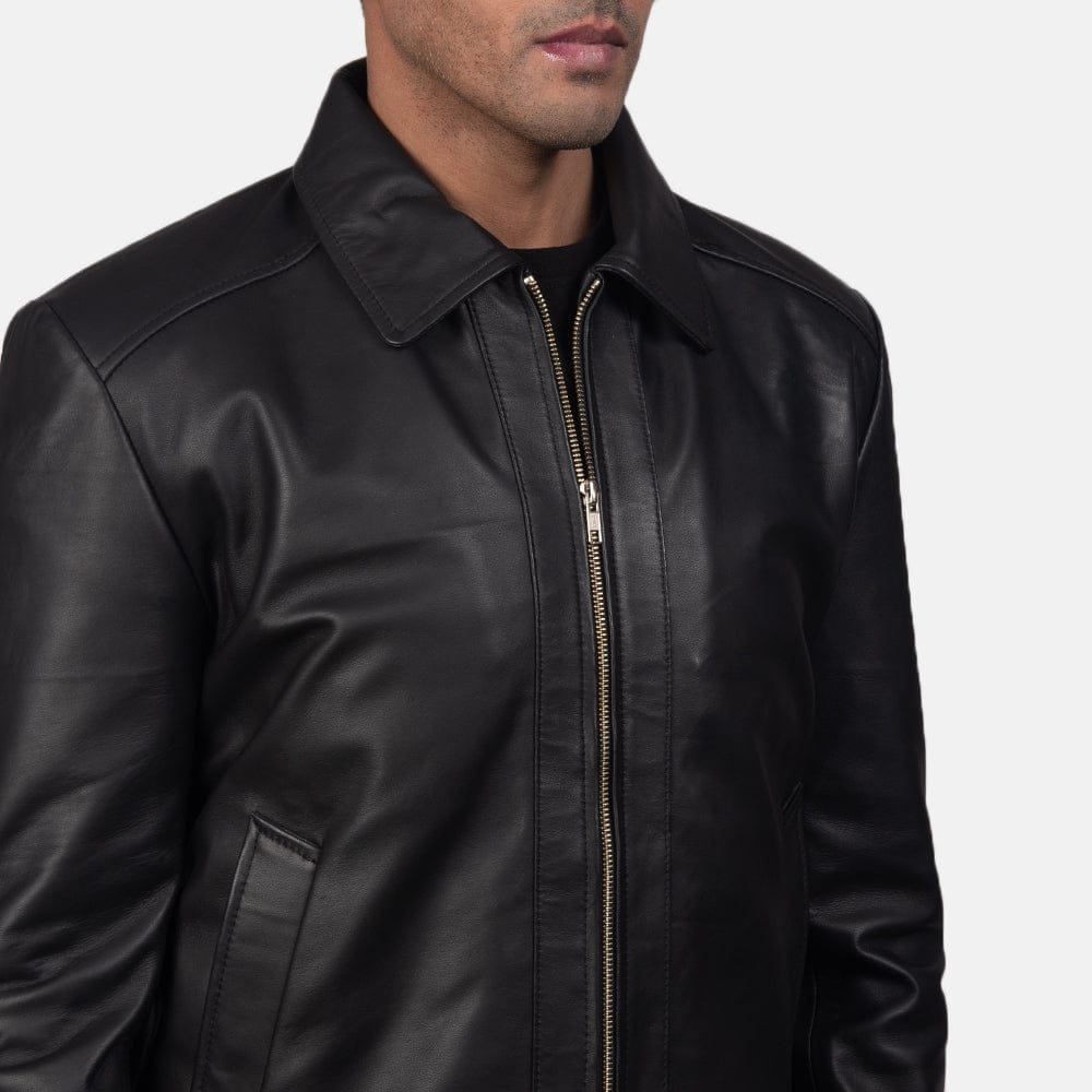 Men's Inferno Black Leather Jacket – back view