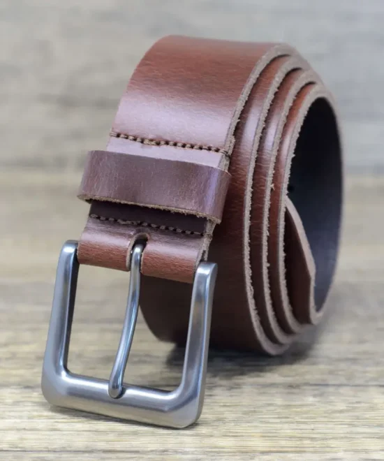 Men's genuine leather belt 40mm front view