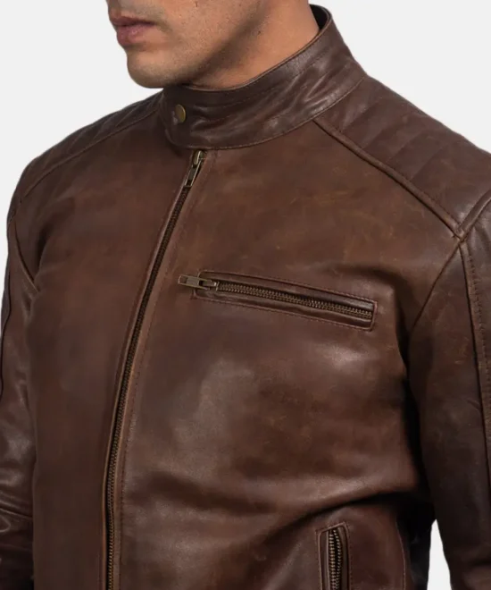 Golden-Garb-Wear-Dean-brown-cowhide-leather-biker-jacket-front-detail-view