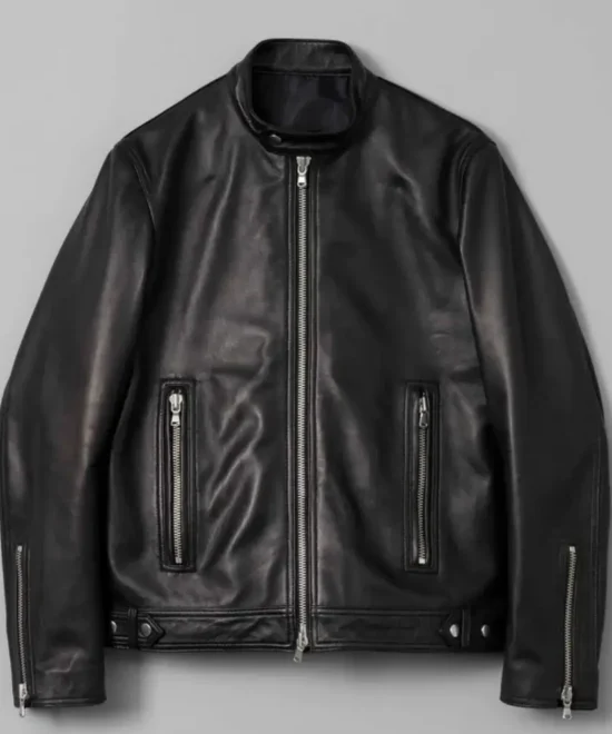 Golden-Garb-Wear-black-sheep-leather-single-rider-jacket-front-view