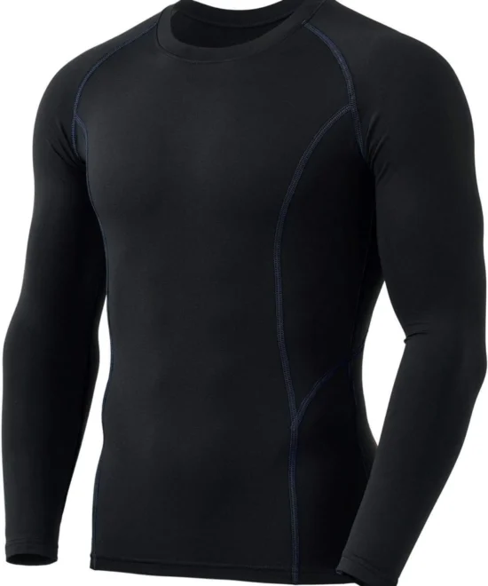 Golden-Garb-Wear-black-thermal-long-sleeve-compression-shirt-front-view
