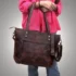 Golden Garb Wear burgundy leather tote bag for women, angled front view