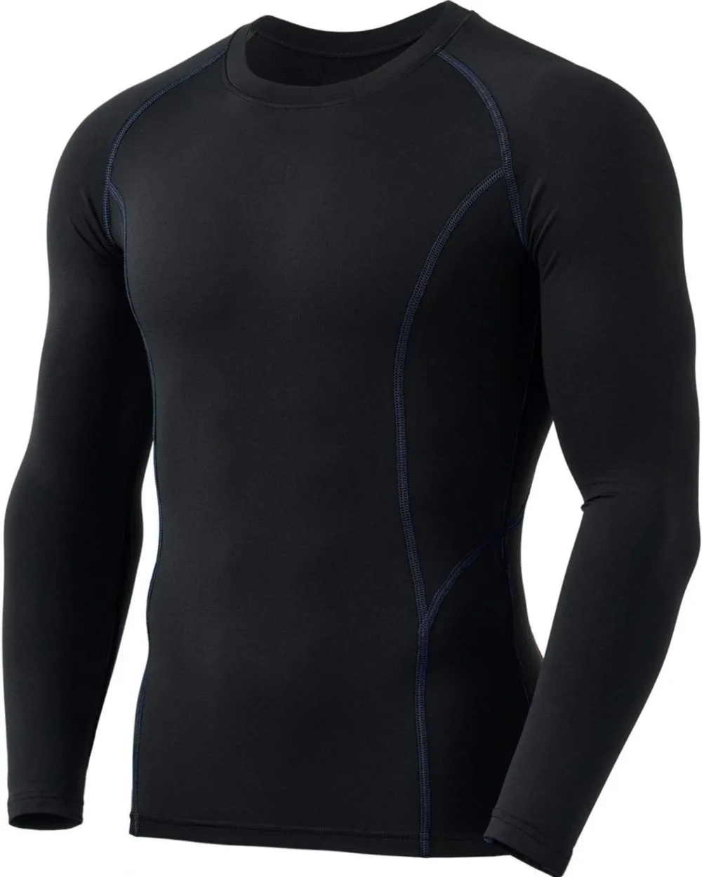Golden-Garb-Wear-black-thermal-long-sleeve-compression-shirt-front-view
