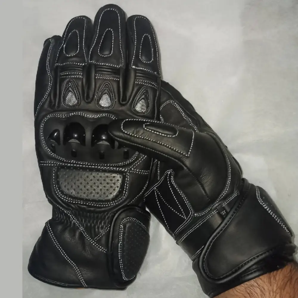 Reinforced perforated palm padding on Golden Garb Wear riding gloves
