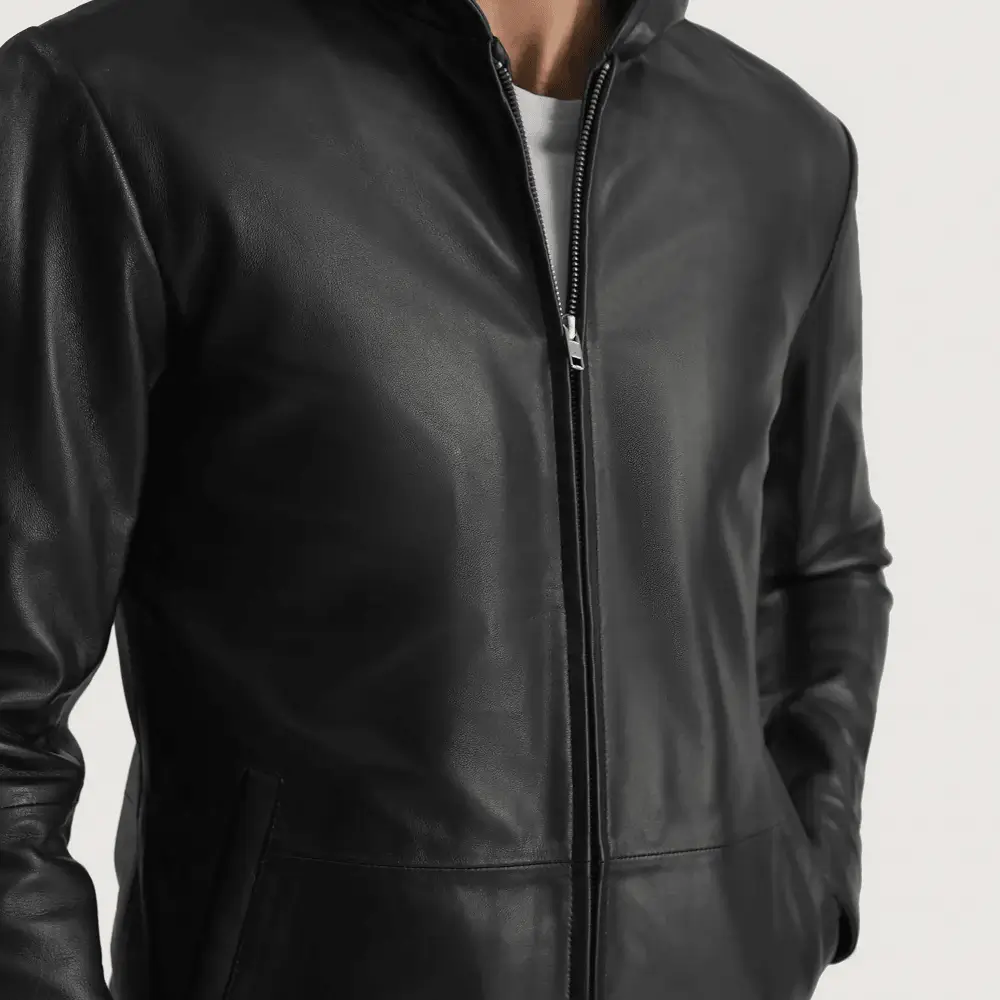 andy-matte-black-hooded-leather-jacket-full-look.